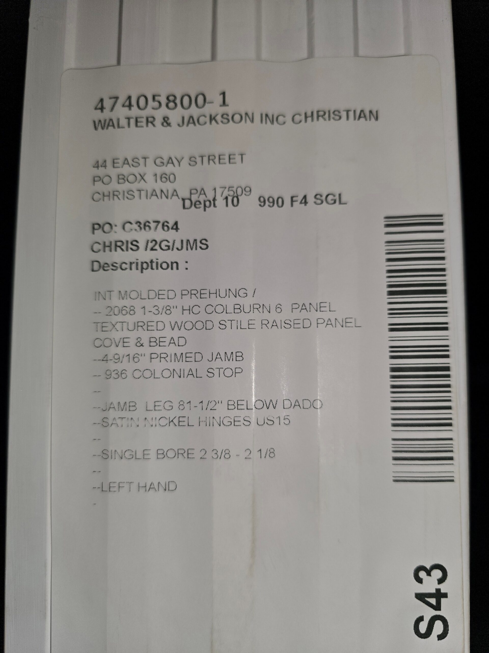 6 Panel Raised Panel Pre-hung Interior Door - M341